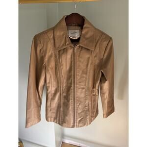 Vintage 90s Y2K Women's Small Jacqueline Ferrar Leather Fitted Moto Jacket Retro